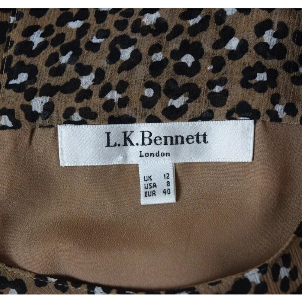 LK BENNETT DAKOTA ANIMAL PRINT CHIFFON LONG SLEEVE DRESS - Picture 10 of 11